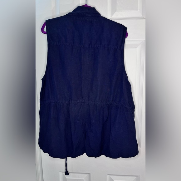 Torrid Navy Blue Long Linen Vest w/ Pockets - 2X - Picture 3 of 4